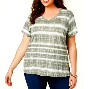 NWT*Plus Size*Style & Co Sage Tie Dye Short Slv Tee